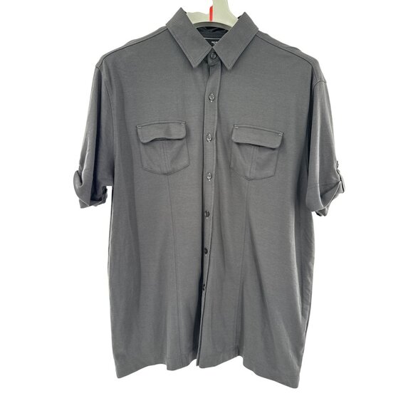 Murano Liquid Luxury Mens Gray Button-Down Shirt XL - Picture 1 of 7